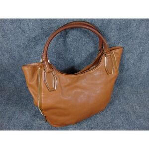 Michael Kors Vivian East West Shoulder Bag Brown Leather Zip Pocket Tote
